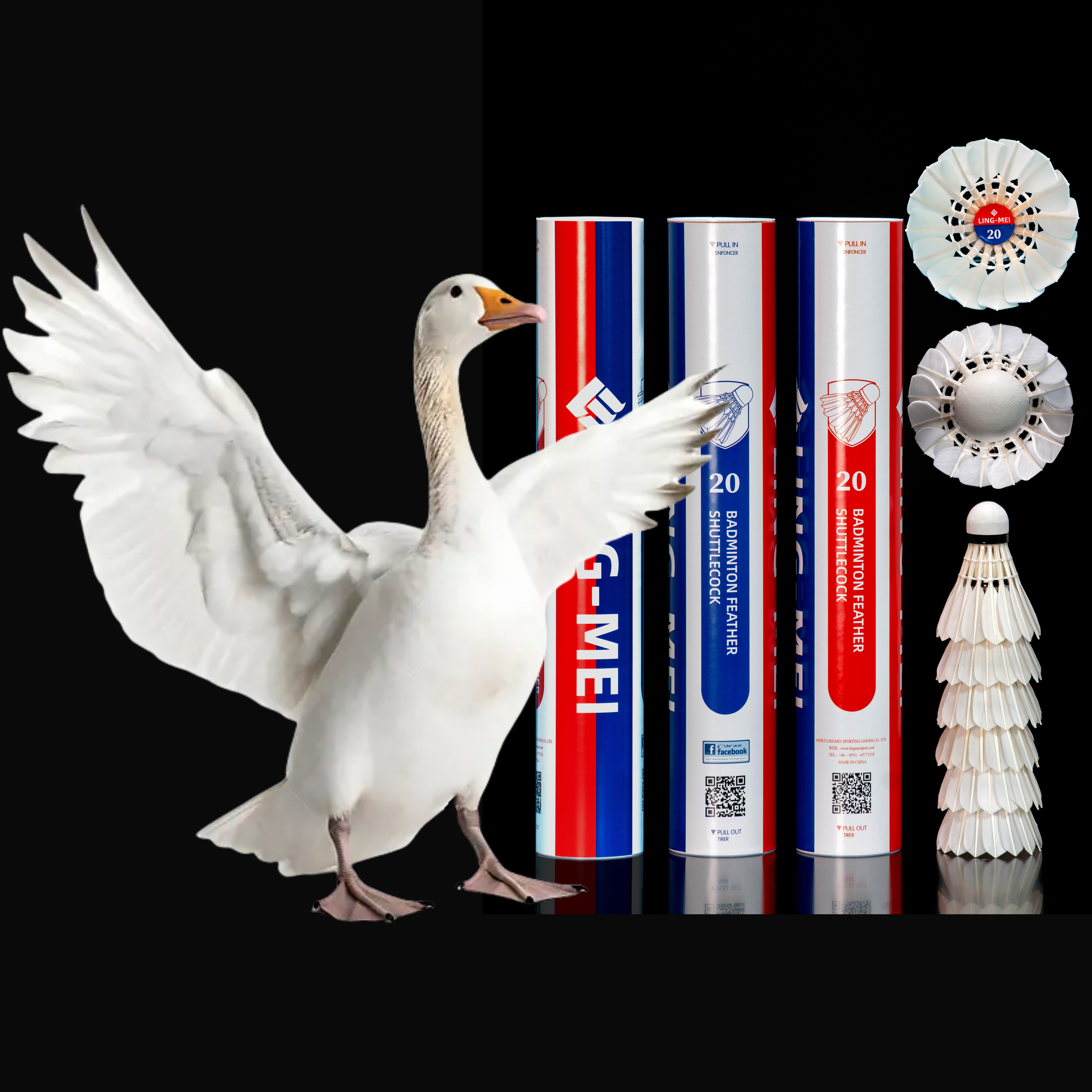 Wholesale Price Lingmei Goose Feather Badminton Shuttlecock 20