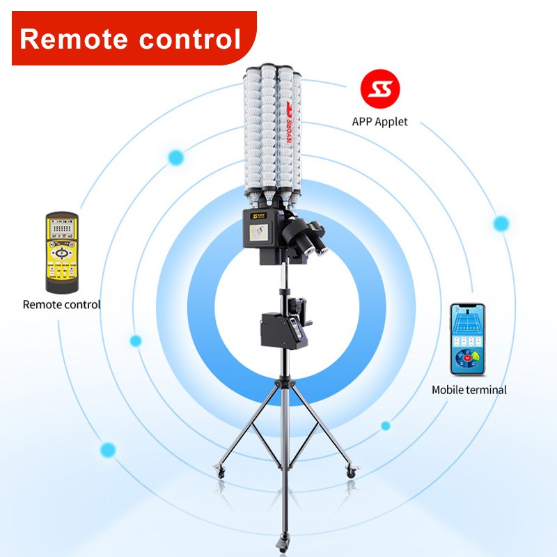 Factory Direct Siboasi Remote Control Automatic Badminton Pitching Shooting Machine 200 Ball Capacity