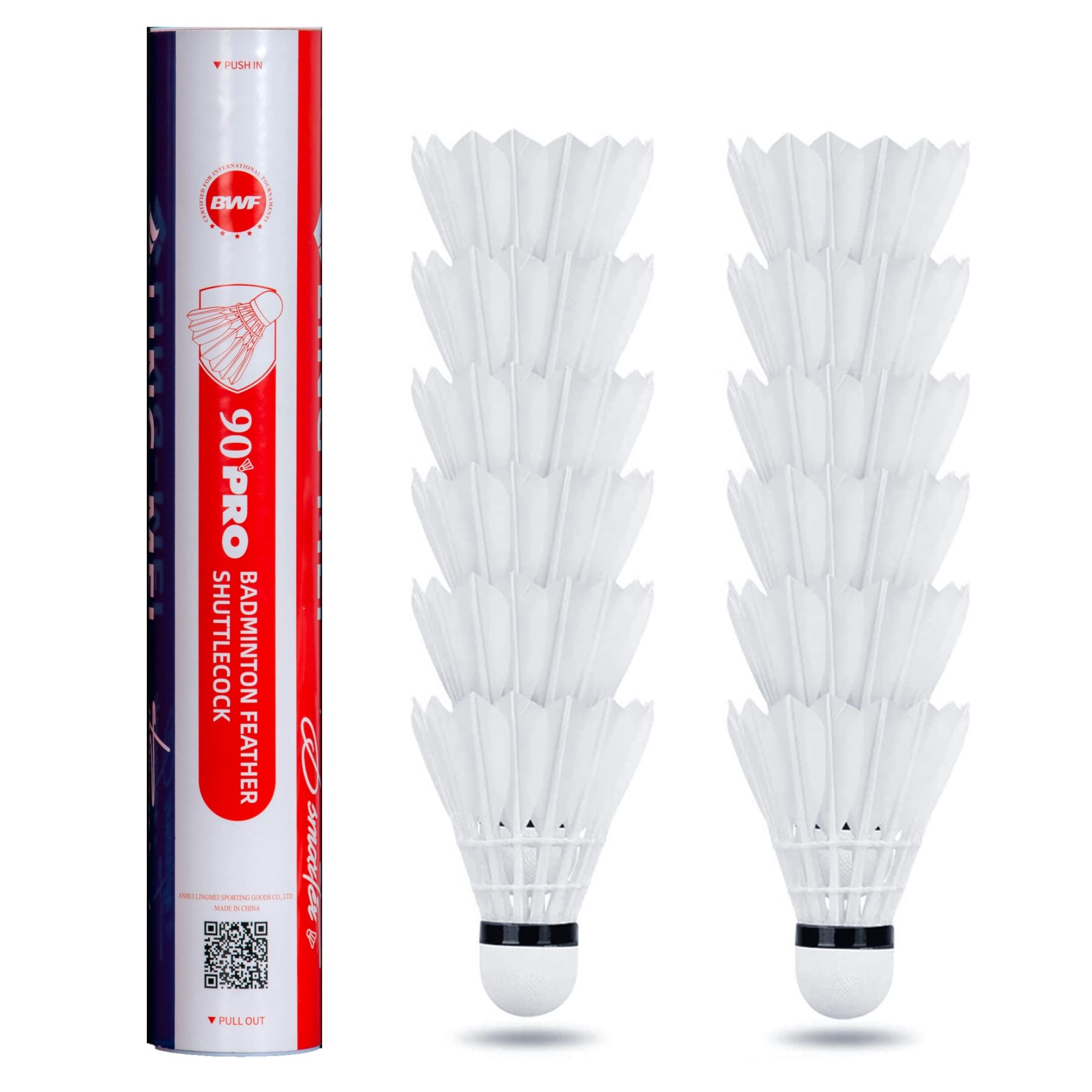 BWF LINGMEI-90PRO goose feather badminton shuttlecock in good quality wholesale