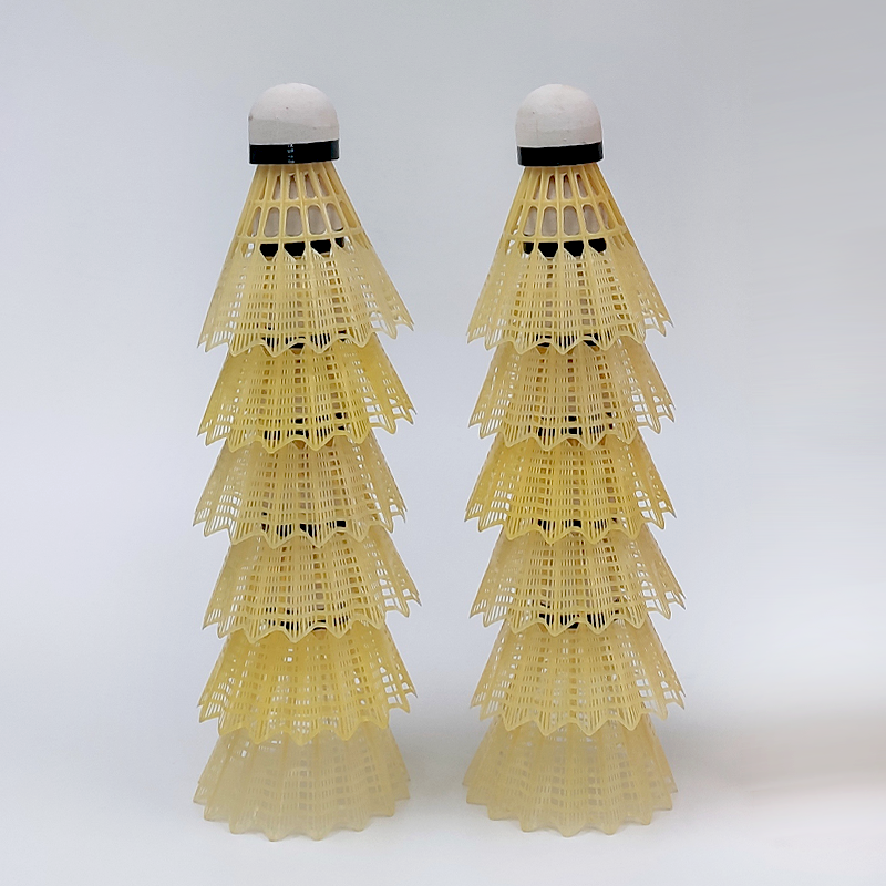 12-Pack Wholesale Factory Fiber Cork yellow white leaf Cheap Plastic outdoor badminton shuttlecock sale