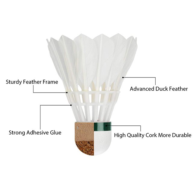 Professional Duck Feather shuttle badminton cork
