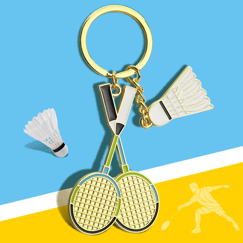 Paris Games Souvenirs Sports Metal Badmintoninton Badminton Gift Key chain Badminton Shuttlecock Keychain Keyring