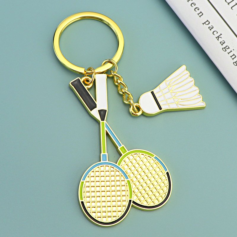 Paris Games Souvenirs Sports Metal Badmintoninton Badminton Gift Key chain Badminton Shuttlecock Keychain Keyring
