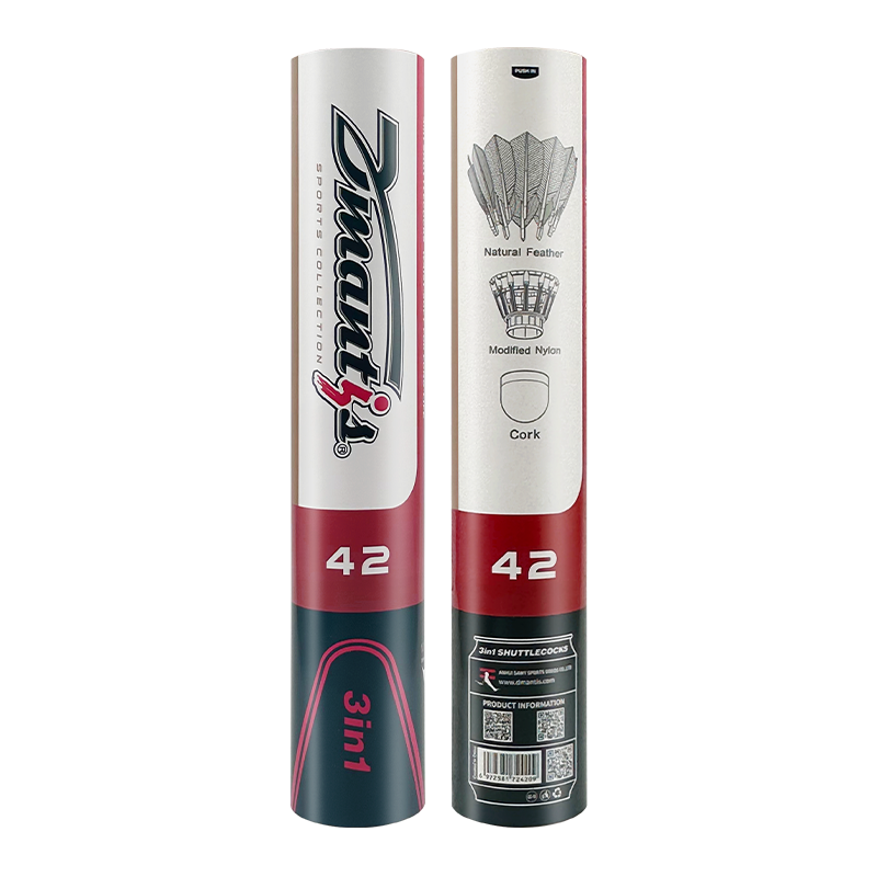 Dmantis Brand Training Use Professional 3in1 High Class Goose Feather Shuttlecock D42 Model PU Fiber Cork