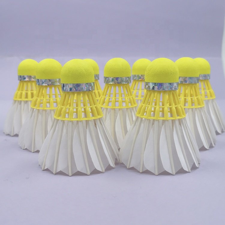Yellow Cork Natural Goose Feather Shuttlecock Badminton Training Durable Hybrid Badminton Feather Ball Class A Goose Shuttlecock