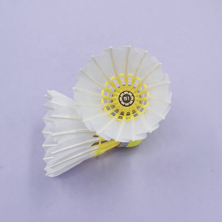 Yellow Cork Natural Goose Feather Shuttlecock Badminton Training Durable Hybrid Badminton Feather Ball Class A Goose Shuttlecock