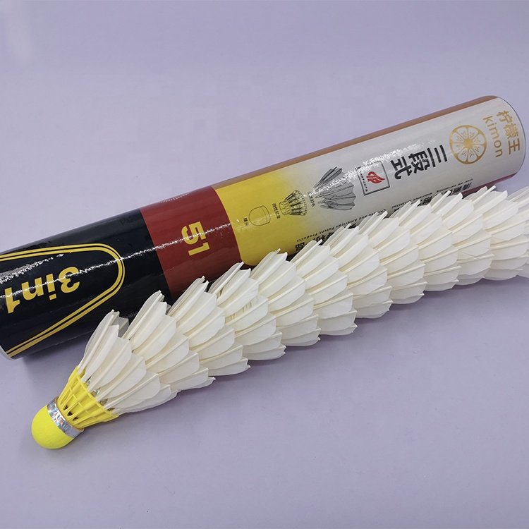 Yellow Cork Natural Goose Feather Shuttlecock Badminton Training Durable Hybrid Badminton Feather Ball Class A Goose Shuttlecock