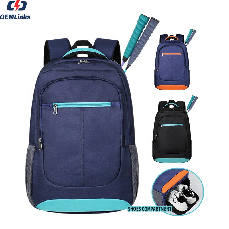 Custom training large double shoulder shoe compartment sports backpack tennis racquet bag badminton racket bag