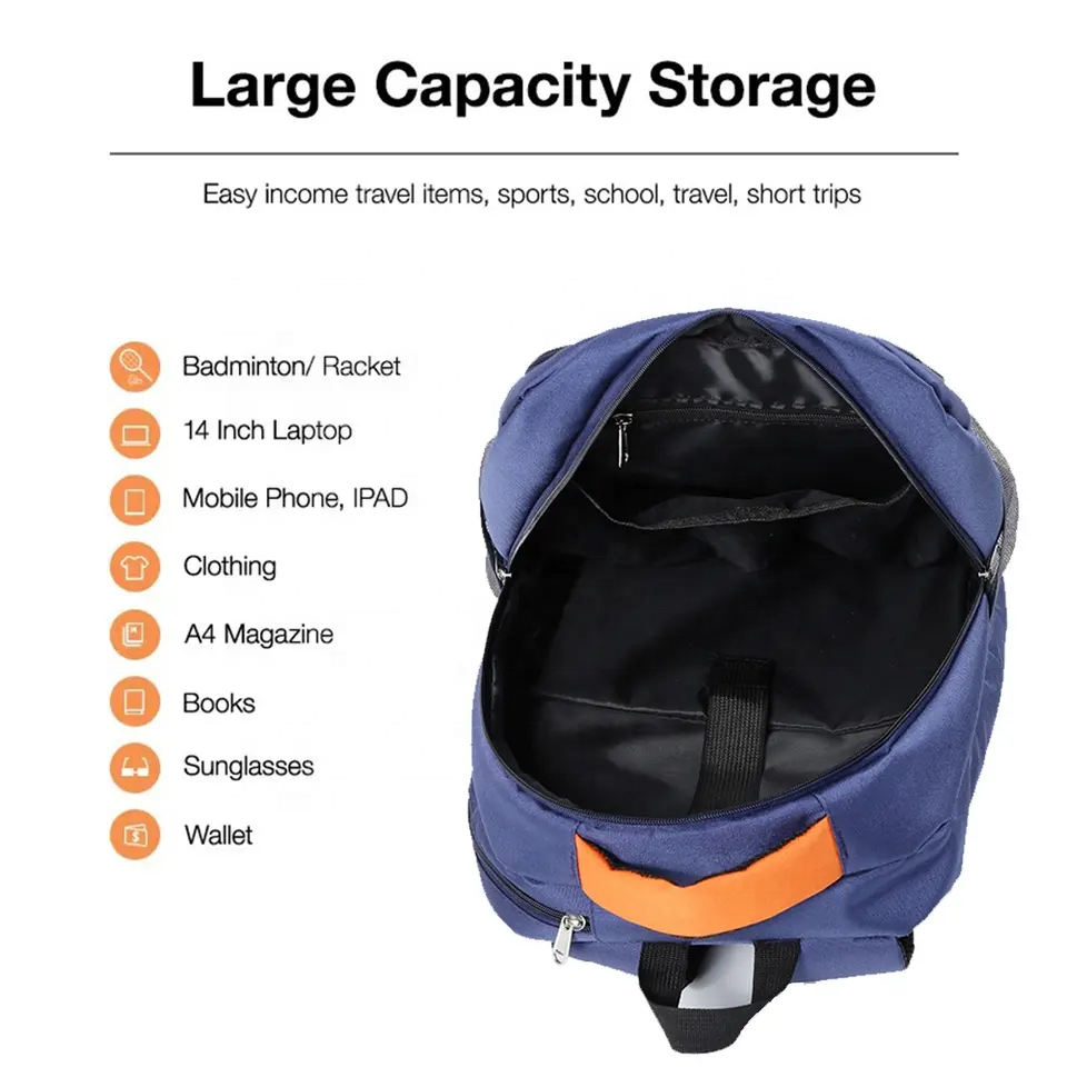 Custom training large double shoulder shoe compartment sports backpack tennis racquet bag badminton racket bag