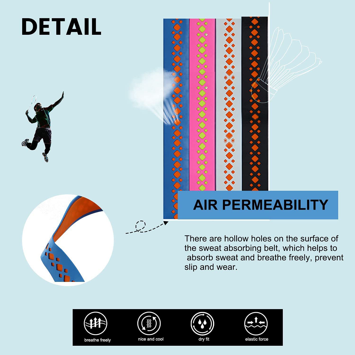 hot sale Racket Grip Anti Slip Perforated Super Absorbent PU Tennis and Badminton High-quality racket overgrip tape