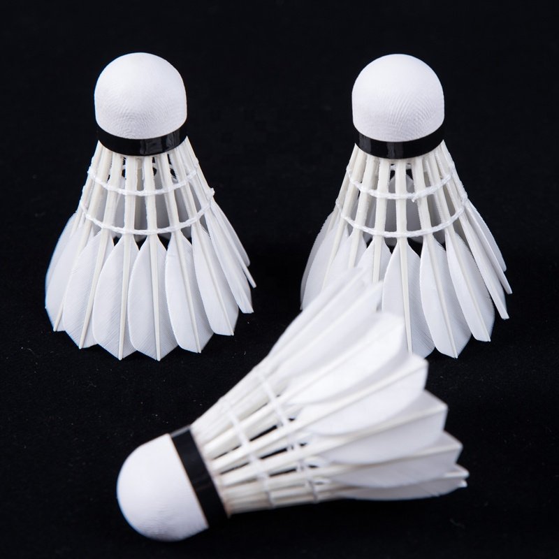 Wholesale Brand High Quality Reasonable Price Goose Feather Badminton Shuttlecocks Fashion White OEM Customized Head Logo Style