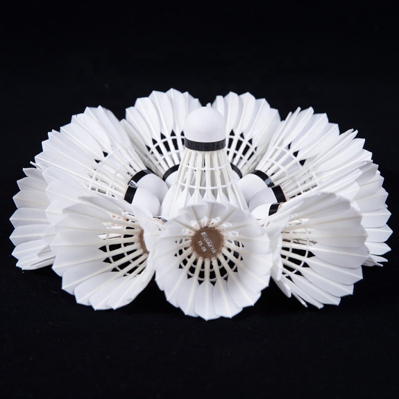Wholesale Brand High Quality Reasonable Price Goose Feather Badminton Shuttlecocks Fashion White OEM Customized Head Logo Style