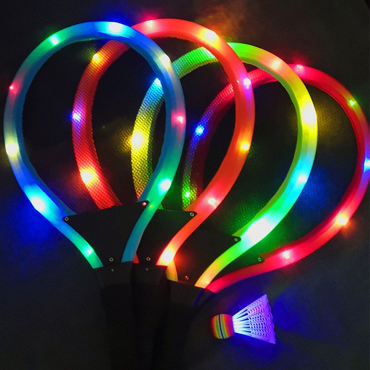Children Education Summer Indoor Outdoor Sports Games Toys Interactive 7 Color Lights Racket Sport Set Toys For Kids