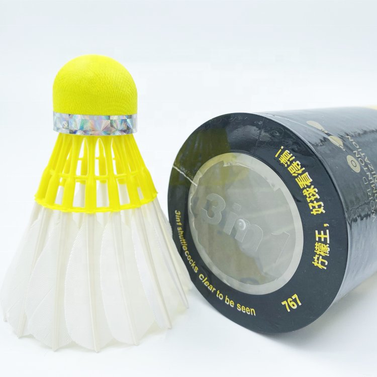 Yellow Cork 3in1 Shuttlecock Eye Catching Badminton Training Hybrid Shuttles Durable and Stable Flying Shuttlecock Badminton