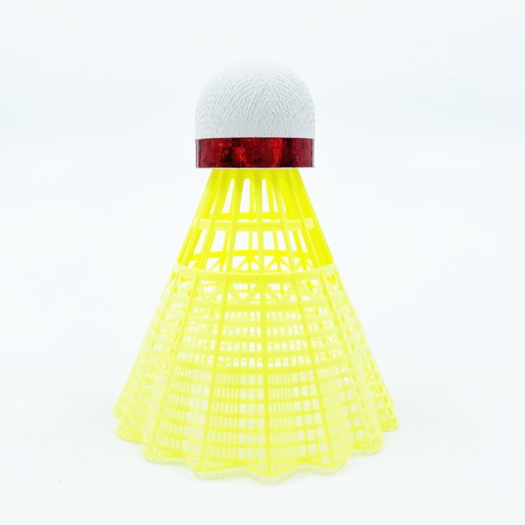 China factory Cheap price white fiber cork yellow and white leaf nylon badminton ball for sports and playing nylon shuttlecock