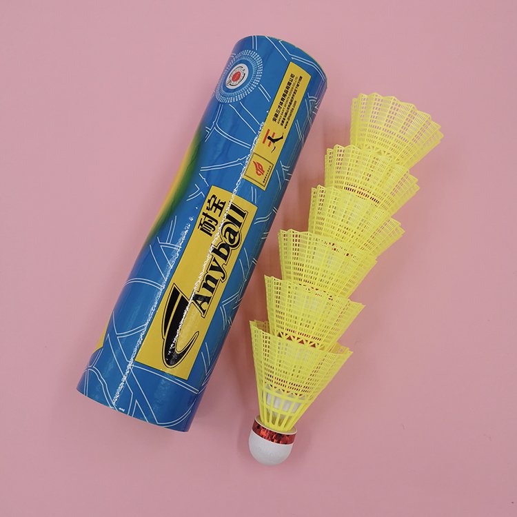 China factory Cheap price white fiber cork yellow and white leaf nylon badminton ball for sports and playing nylon shuttlecock