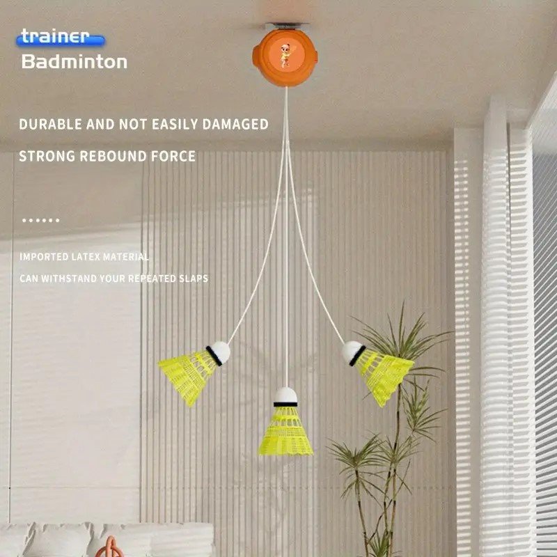 M0087 New Single Hanging Badminton Trainer Set Durable Nylon Shuttlecocks for Parent-Child Rebound Training Complete Equipment