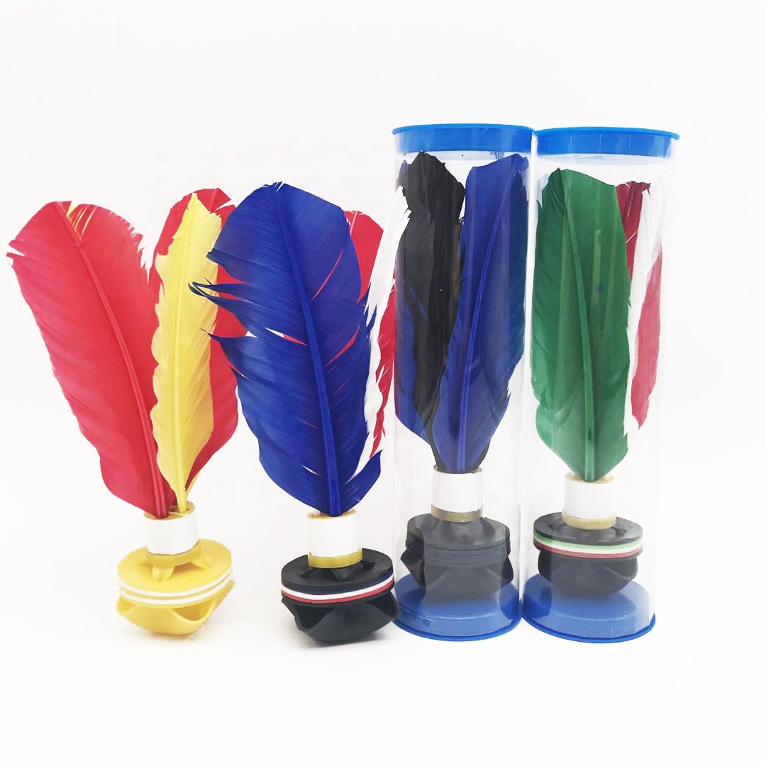 Wholesale OEM Accepted Cheap Colorful Beach Feather Kick Shuttlecocks Jianzi Toys