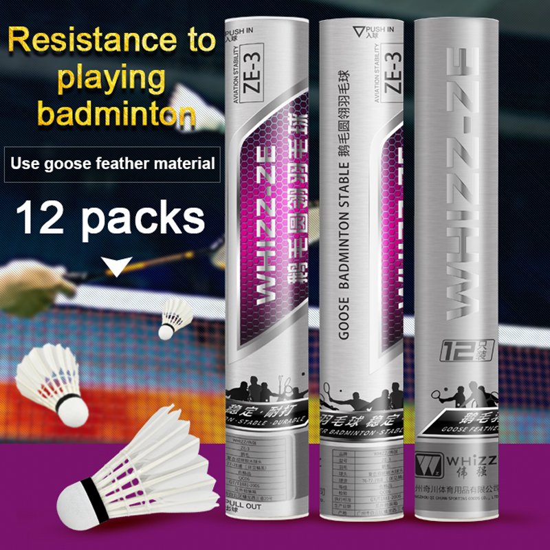 WHIZZ Top brand Goose Feather Ze-3 PU Cork 12 pcs/tube Badminton Shuttlecocks for international tournament
