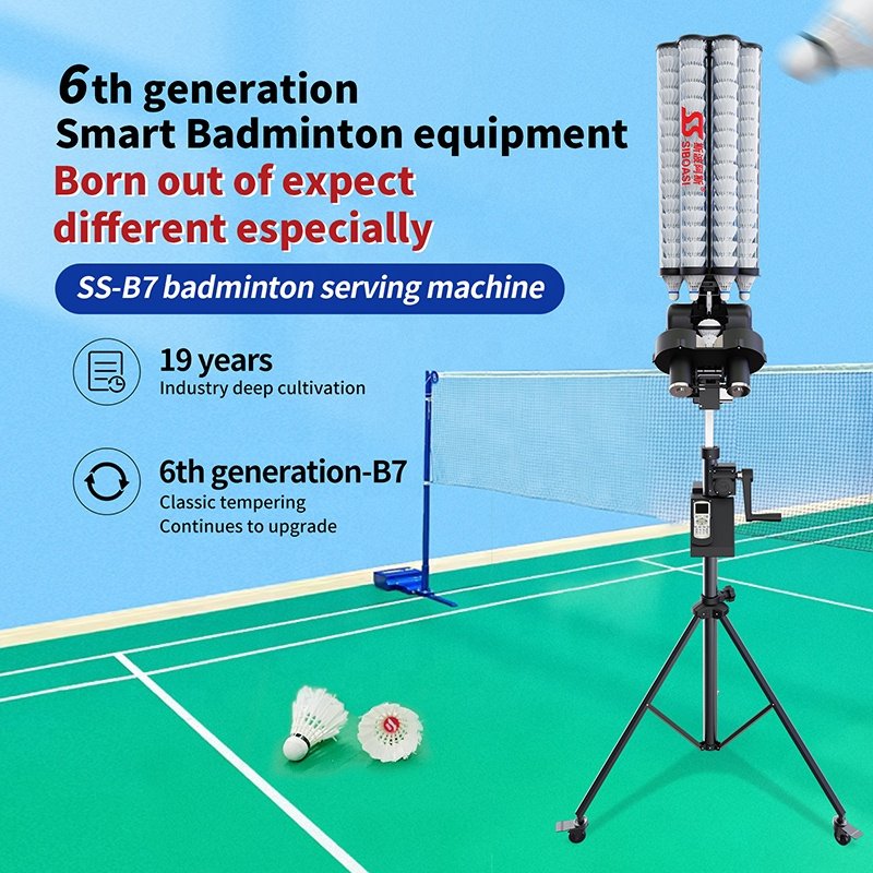 Low Price SIBOASI B7 Training Badminton Ball Machine Badminton Shuttlecock Feeder Machine