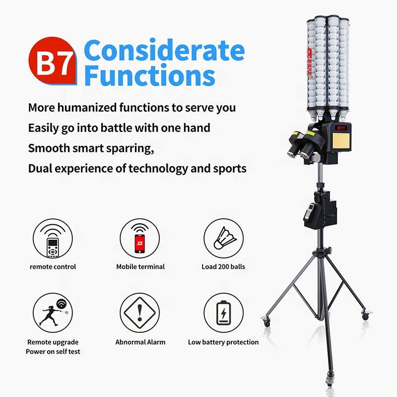 Low Price SIBOASI B7 Training Badminton Ball Machine Badminton Shuttlecock Feeder Machine