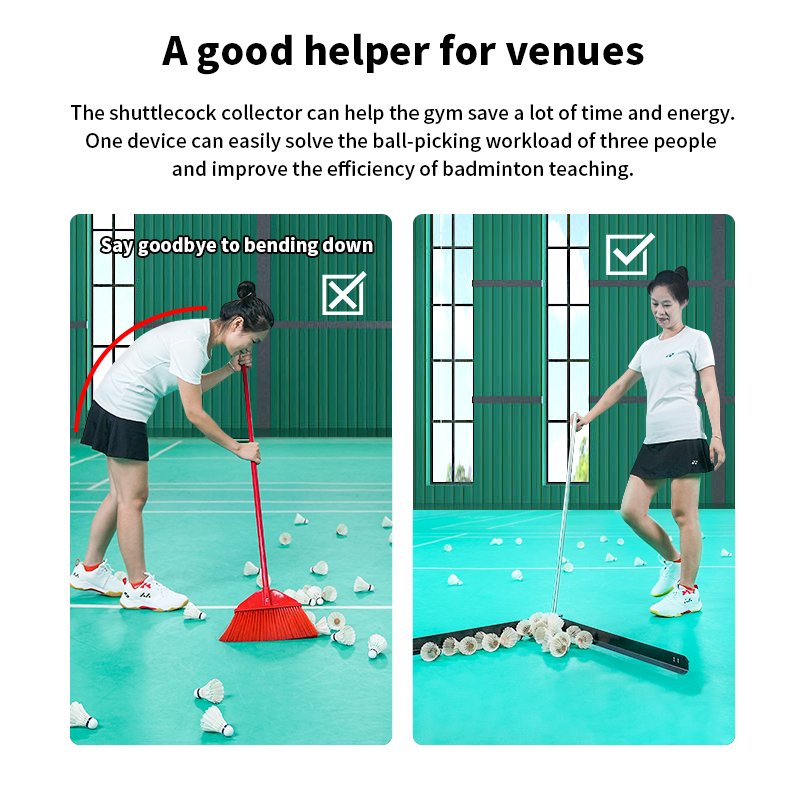 Badminton court shuttlecock collecting device