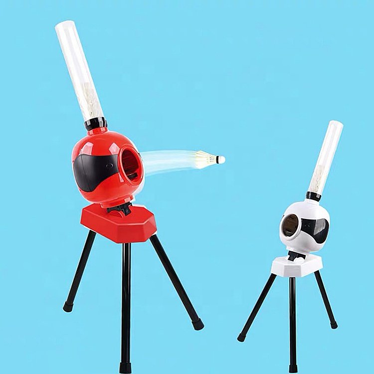 New Short Triangle Bracket Automatic Launcher Sport Toys Training Badminton Ball Machine With Adapter Can Hold 50 Badmintons