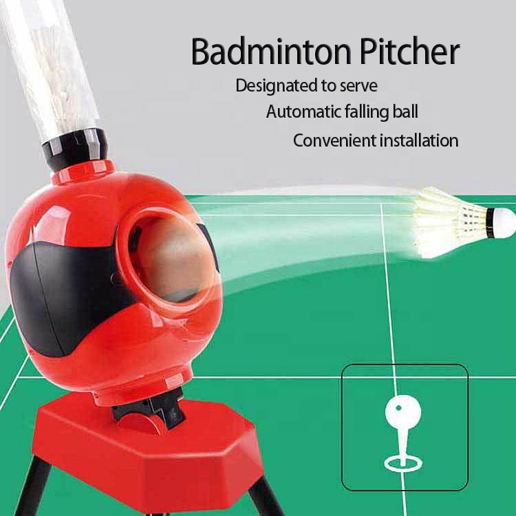 New Short Triangle Bracket Automatic Launcher Sport Toys Training Badminton Ball Machine With Adapter Can Hold 50 Badmintons
