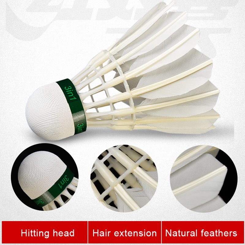 best price 3 IN 1 hybrid shuttlecock DHS original brand model TR412 durable shuttlecock