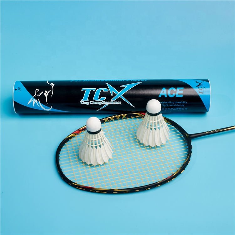 TCX BRAND TCX-ACE Durable Goose Feather 3 Layer Cork Badminton Shuttlecock for Professional Tounament with Good Price