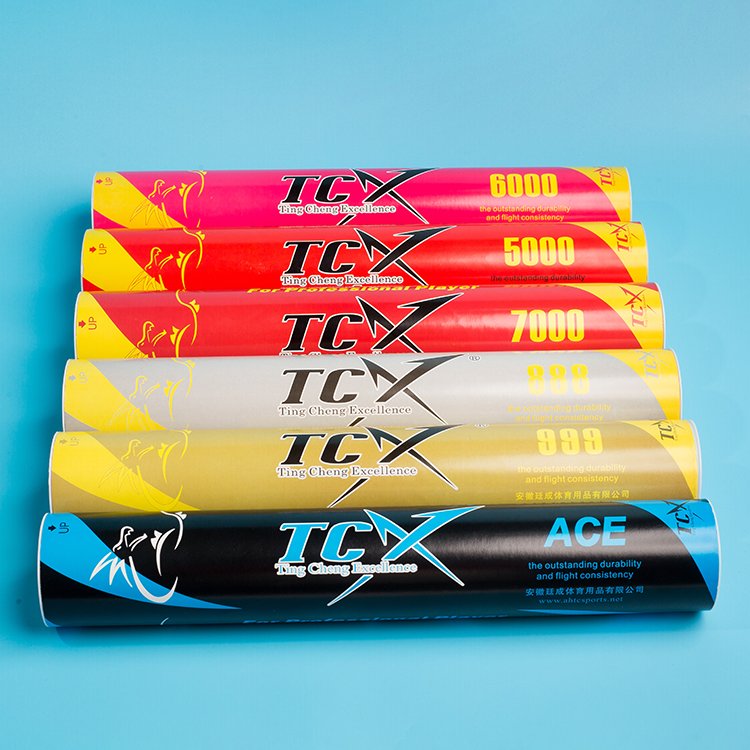 TCX BRAND TCX-ACE Durable Goose Feather 3 Layer Cork Badminton Shuttlecock for Professional Tounament with Good Price
