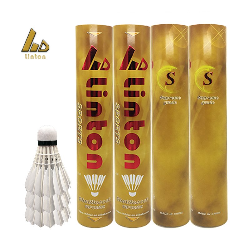 Cheap durable good material accurate drop-point indoor goose feather customized branded badminton shuttlecock