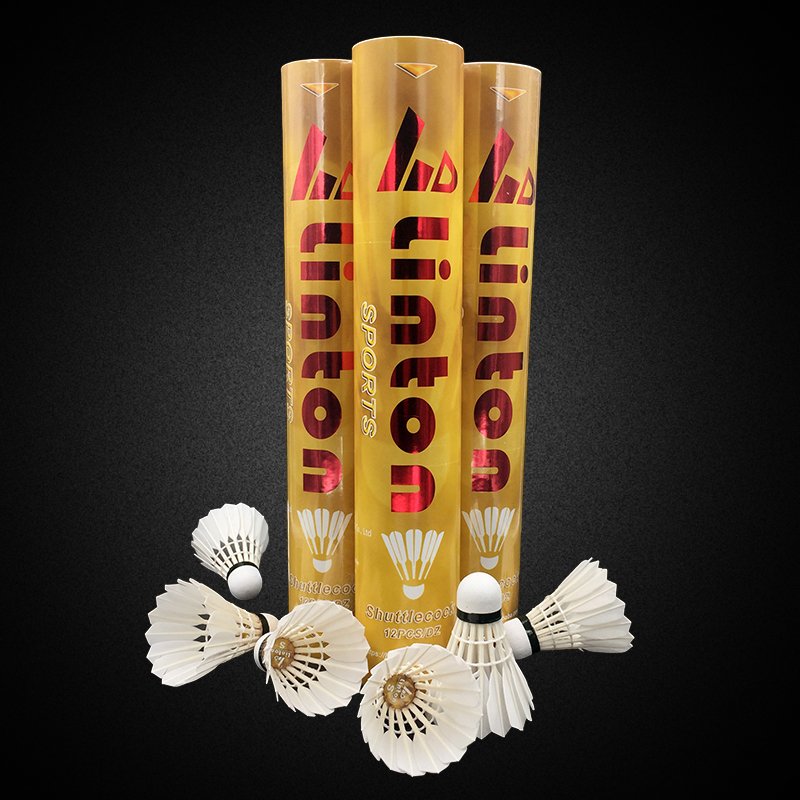 Cheap durable good material accurate drop-point indoor goose feather customized branded badminton shuttlecock