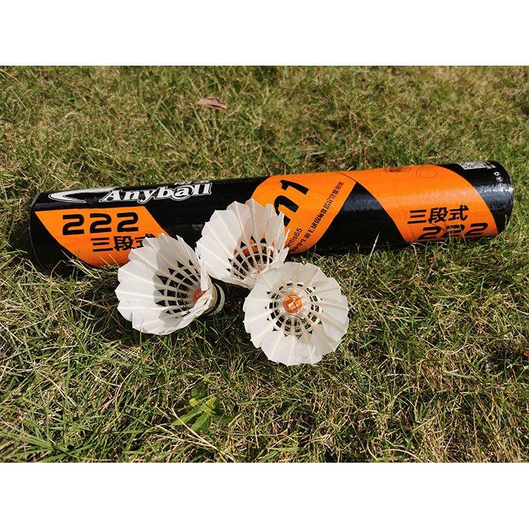 Anyball Good Quality 12pcs Fiber Cork 100% Goose Feather Badminton Shuttlecock For Professional Tournament