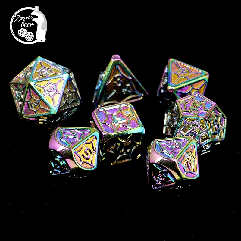 Custom Metal Dice Manufacturers colorful Polyhedral Board Game Loaded Dice game Set