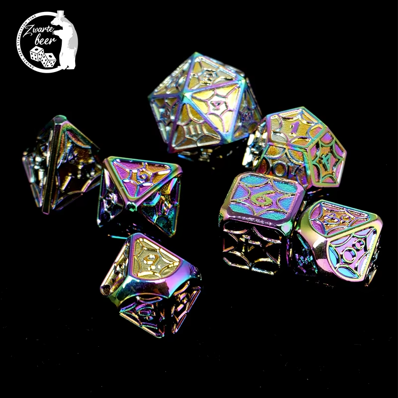 Custom Metal Dice Manufacturers colorful Polyhedral Board Game Loaded Dice game Set