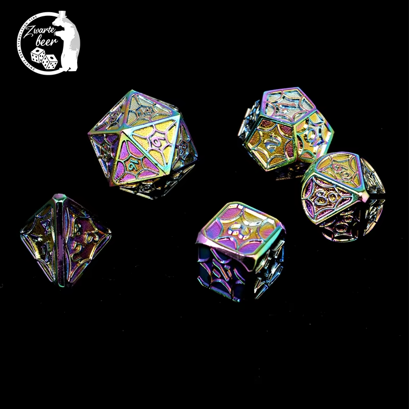 Custom Metal Dice Manufacturers colorful Polyhedral Board Game Loaded Dice game Set