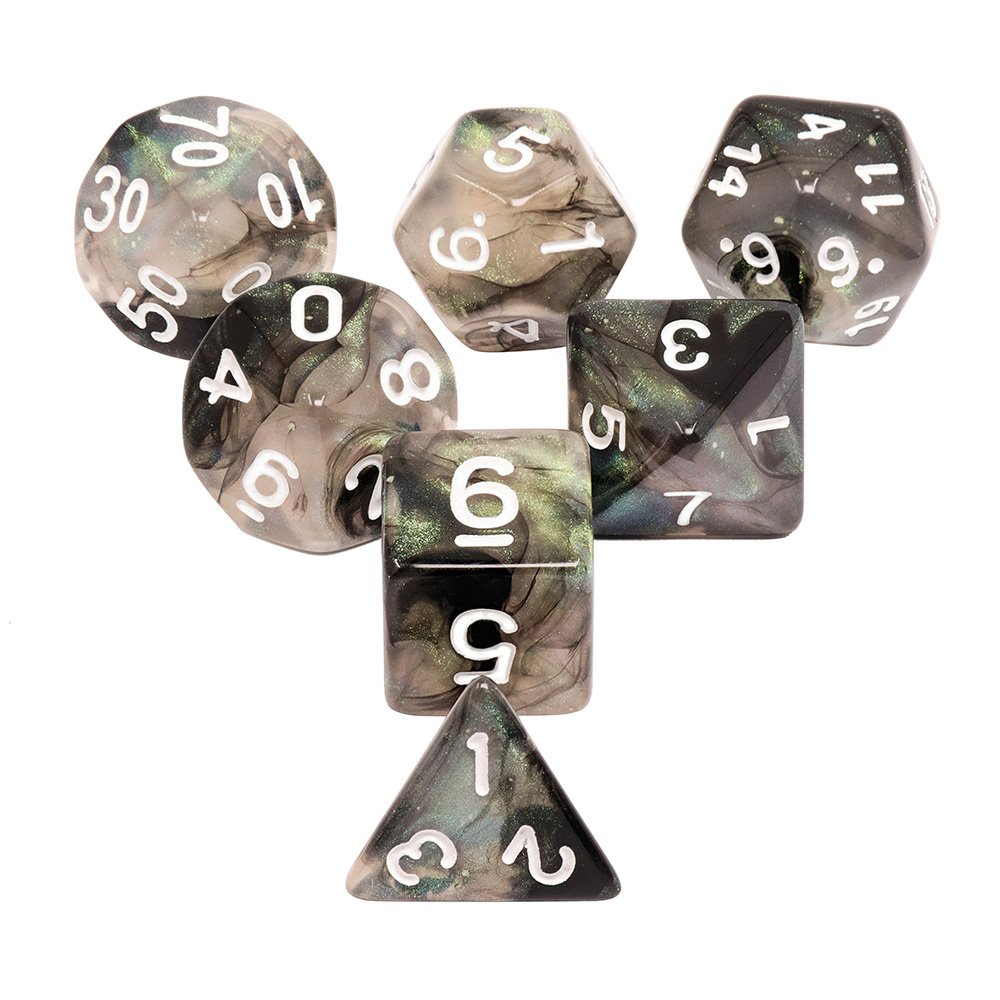 Wholesale Standard Size DND Glow in the Dark Polyhedral Plastic Dice Set