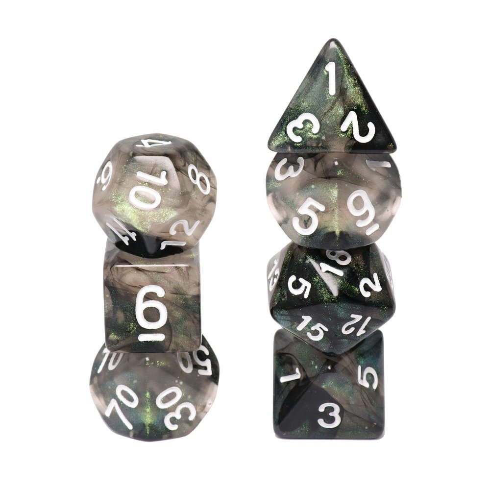 Wholesale Standard Size DND Glow in the Dark Polyhedral Plastic Dice Set