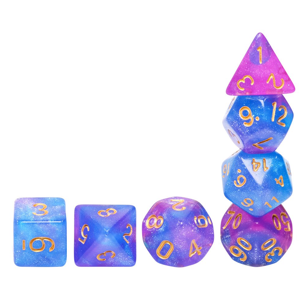 Wholesale Standard Size DND Glow in the Dark Polyhedral Plastic Dice Set