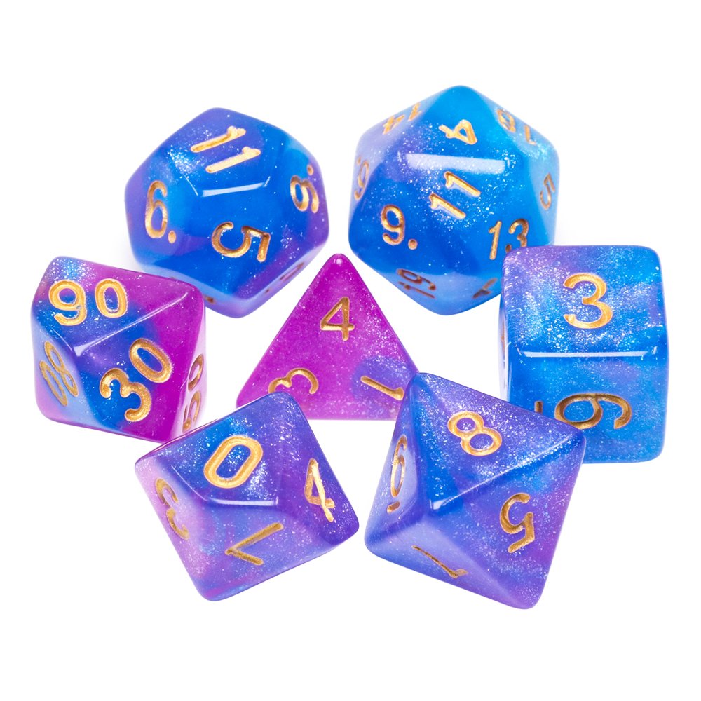 Wholesale Standard Size DND Glow in the Dark Polyhedral Plastic Dice Set