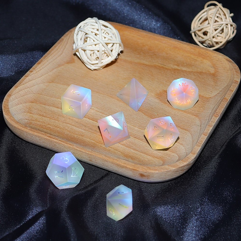 Dice Manufacturer RPG DND Mini Frosted Glass Game Dice RPG Rainbow Prism Glass Dice