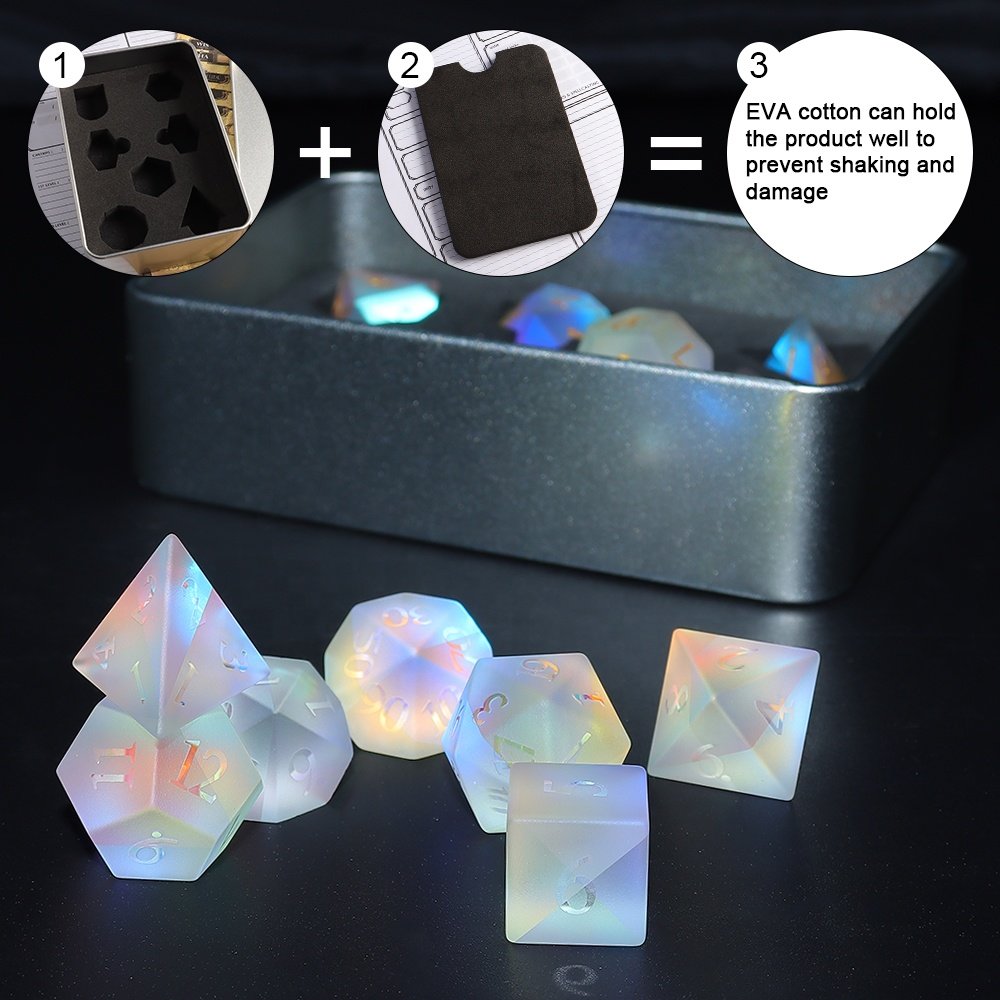 Dice Manufacturer RPG DND Mini Frosted Glass Game Dice RPG Rainbow Prism Glass Dice