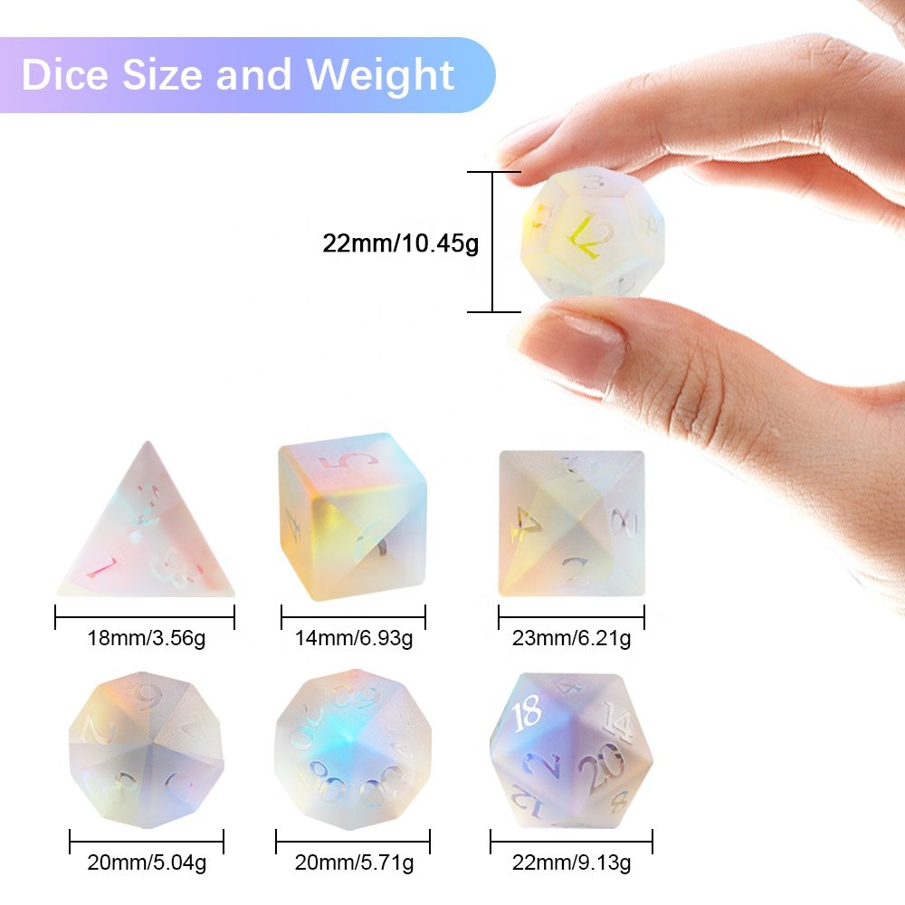 Dice Manufacturer RPG DND Mini Frosted Glass Game Dice RPG Rainbow Prism Glass Dice
