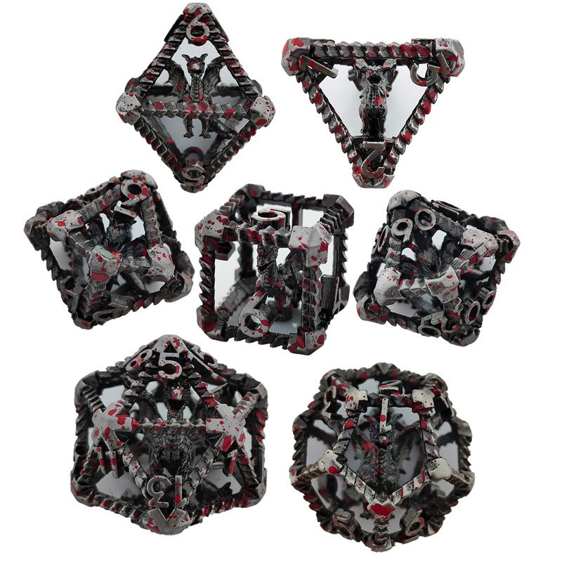 Customized 7pcs Metal Hollow 3D Dragon Polyhedral Dices For Role-playing Games, Board Game Dice polyhedral hollow dnd dice set
