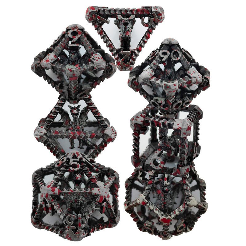 Customized 7pcs Metal Hollow 3D Dragon Polyhedral Dices For Role-playing Games, Board Game Dice polyhedral hollow dnd dice set