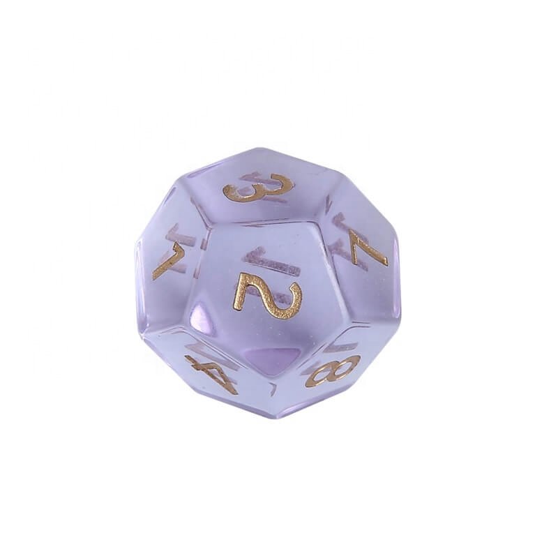 Precious Luxury DND 14MM Polyhedral Crystal Clear Amethyst Gemstone Dice Set