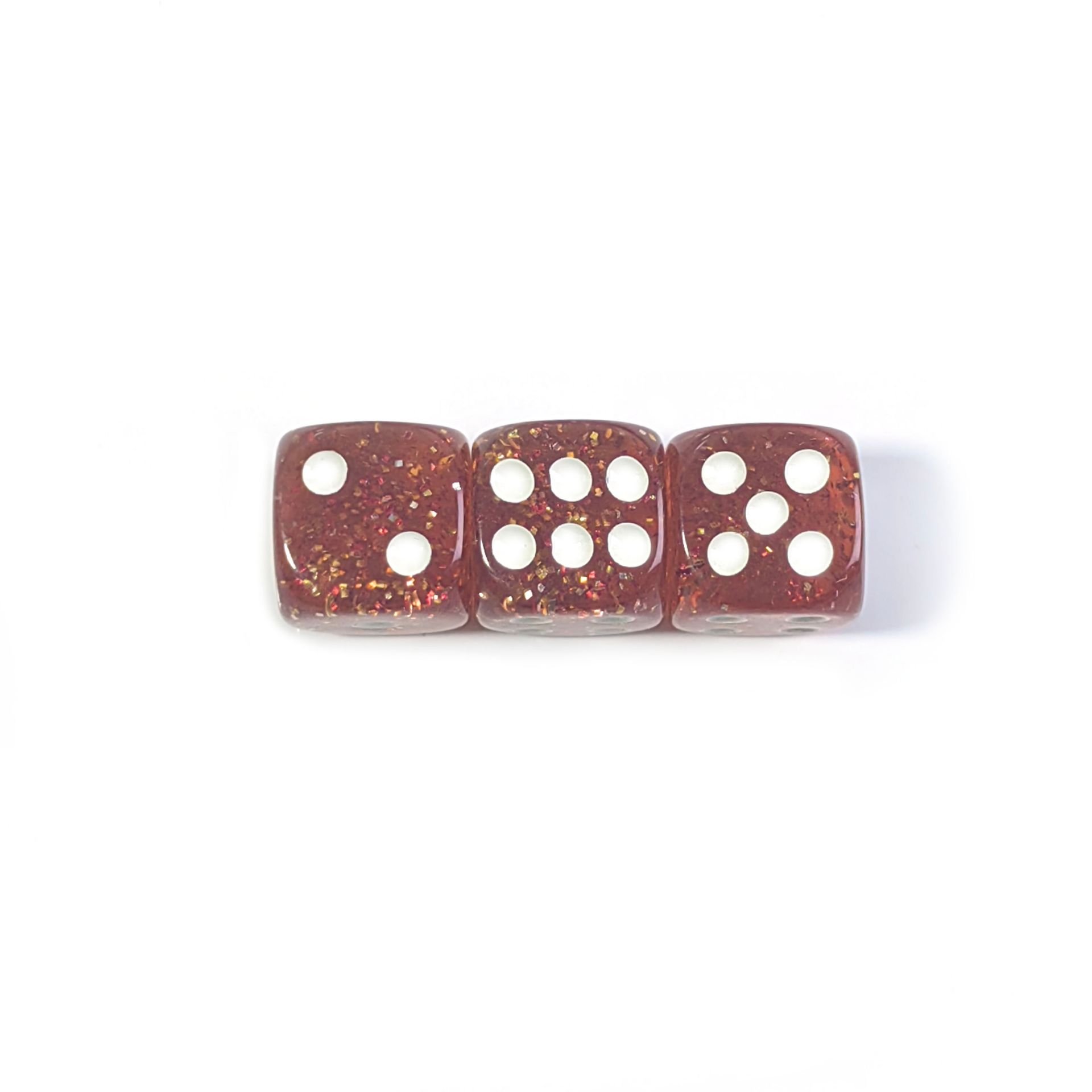 high quality customized acrylic rounder D6 color clear crystal glitter 12mm dice