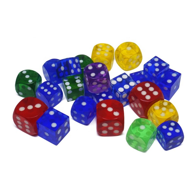 Wholesale Custom Resin Transparent D6 Adults Board Game Dices 14mm Set