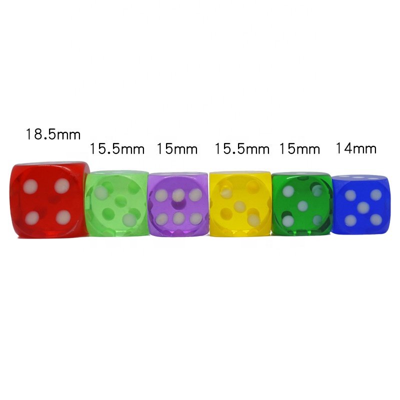 Wholesale Custom Resin Transparent D6 Adults Board Game Dices 14mm Set